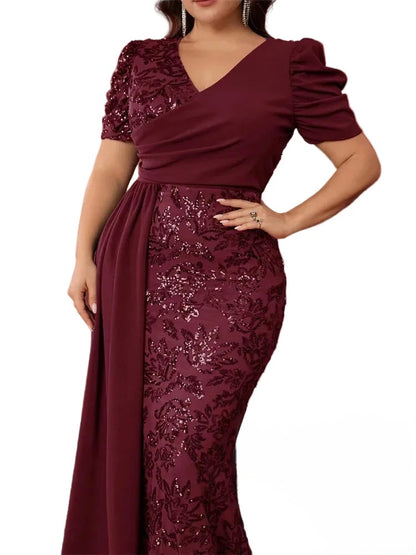 Elegant Plus Size Sequin Evening Gown