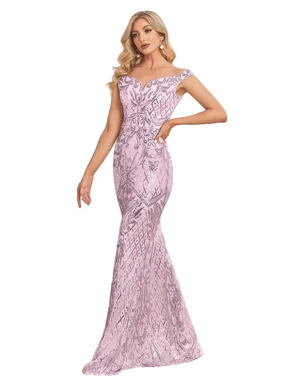 V-Neck Sequin Mermaid Evening Gown