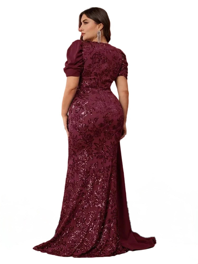 Elegant Plus Size Sequin Evening Gown