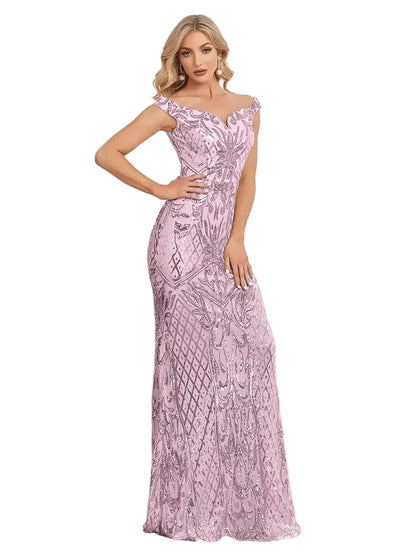 V-Neck Sequin Mermaid Evening Gown