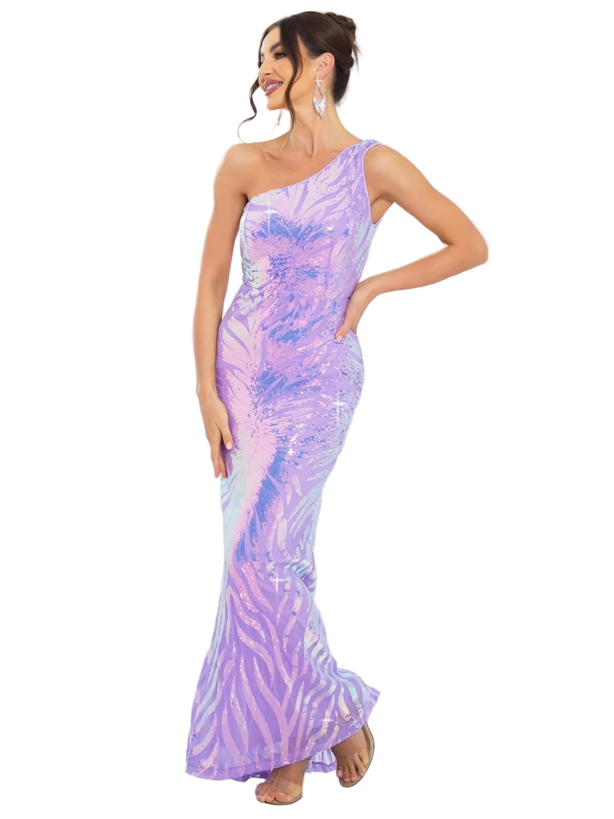 Romagic One-Shoulder Sequined Evening Gown
