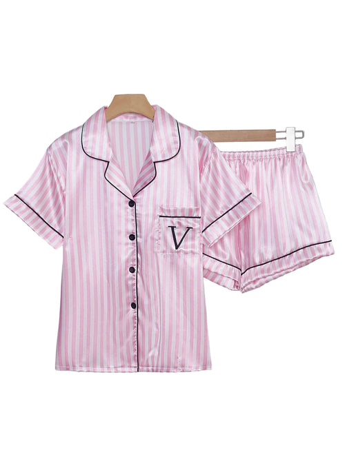 Striped Satin Pajama Set