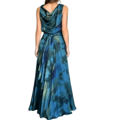 Blue Ombre Printed Maxi Dress