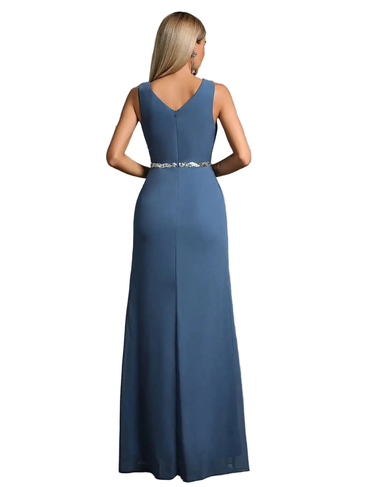 V-Neck Pleated Chiffon Bridesmaid Dress