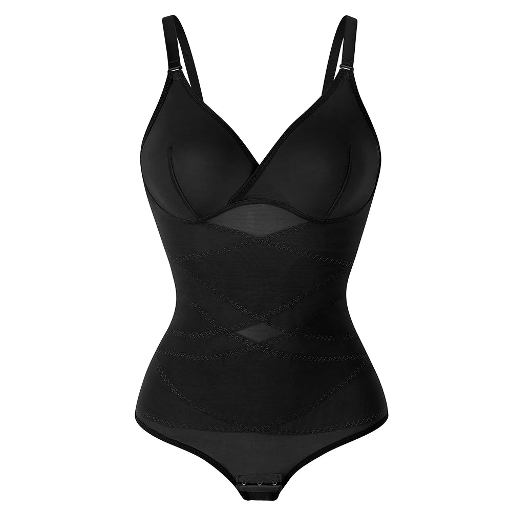 Women's V-Neck Shaping Bodysuit with Butt Lifter