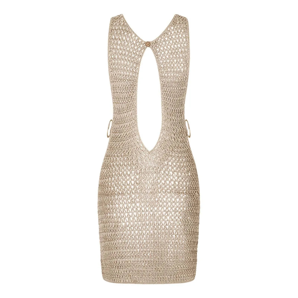 Crochet Cut-Out Backless Beach Cover-Up