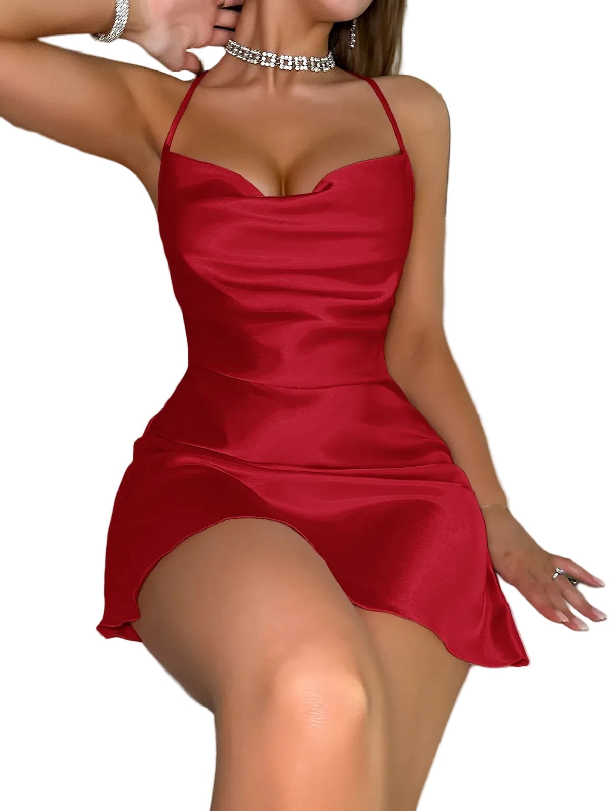 Satin Halter Mini Nightdress