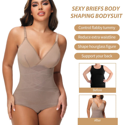 Women's V-Neck Shaping Bodysuit with Butt Lifter