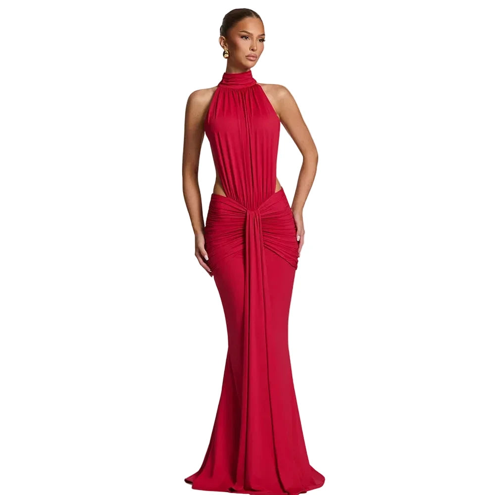 Elegant Backless Evening Fishtail Gown