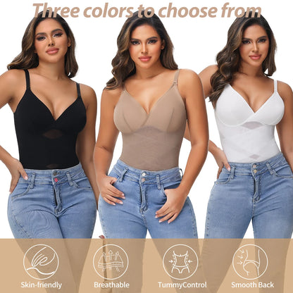 Women's V-Neck Shaping Bodysuit with Butt Lifter