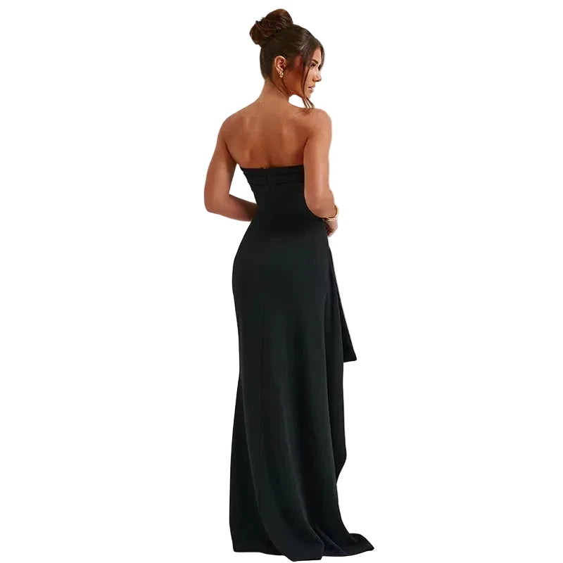 Strapless Fitted High-Slit Dress