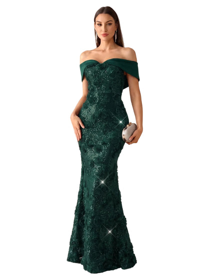 Shiny Off Shoulder Mermaid Evening Dress