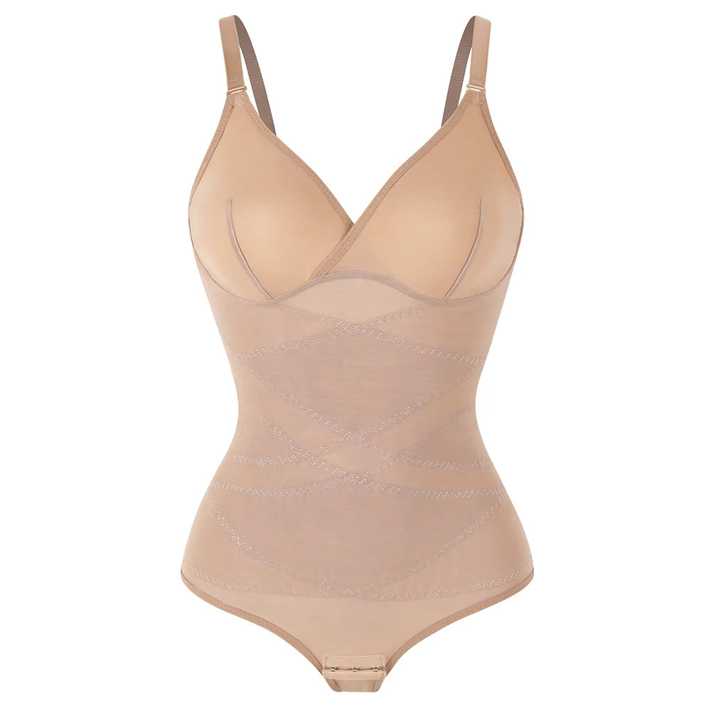 Women's V-Neck Shaping Bodysuit with Butt Lifter