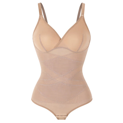 Women's V-Neck Shaping Bodysuit with Butt Lifter