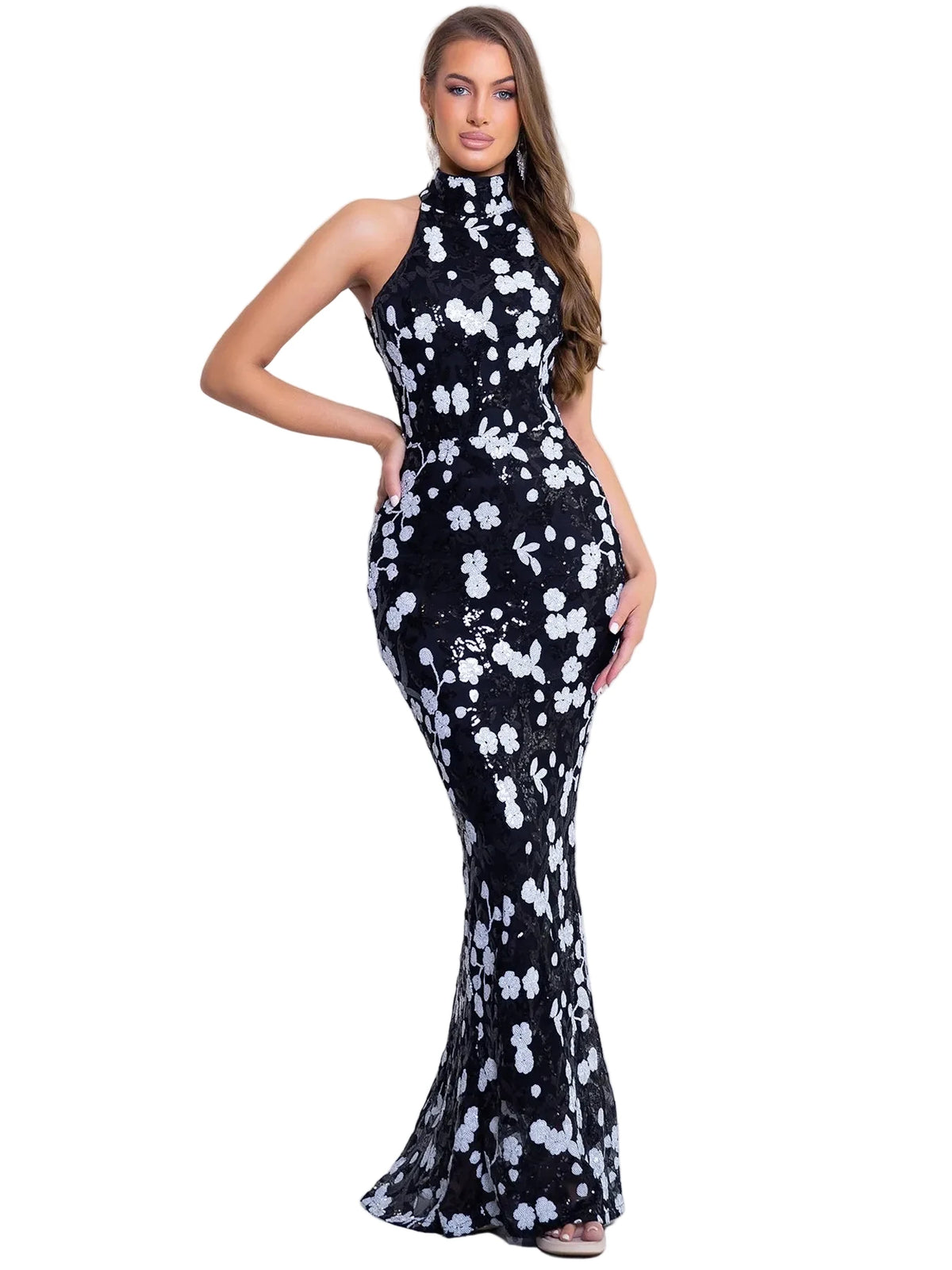 Floral Sequin Maxi Dress