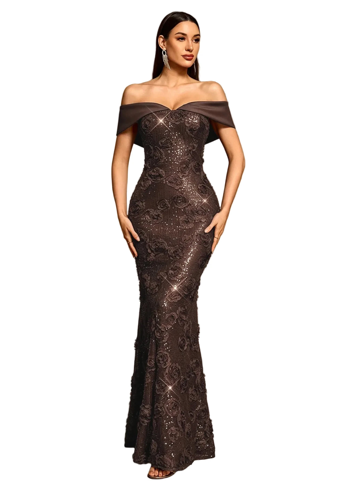 Shiny Off Shoulder Mermaid Evening Dress