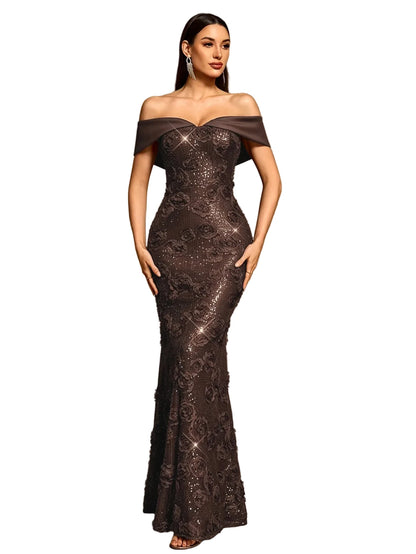 Shiny Off Shoulder Mermaid Evening Dress