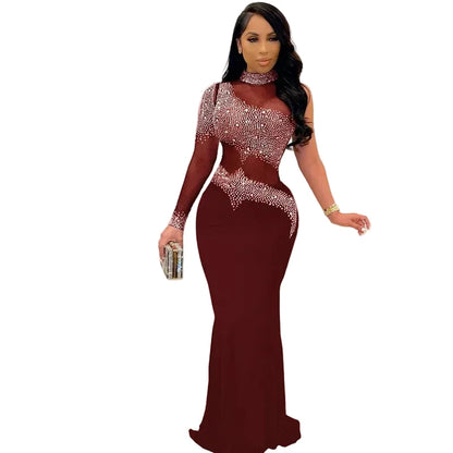 Rhinestone Mesh Mermaid Evening Gown