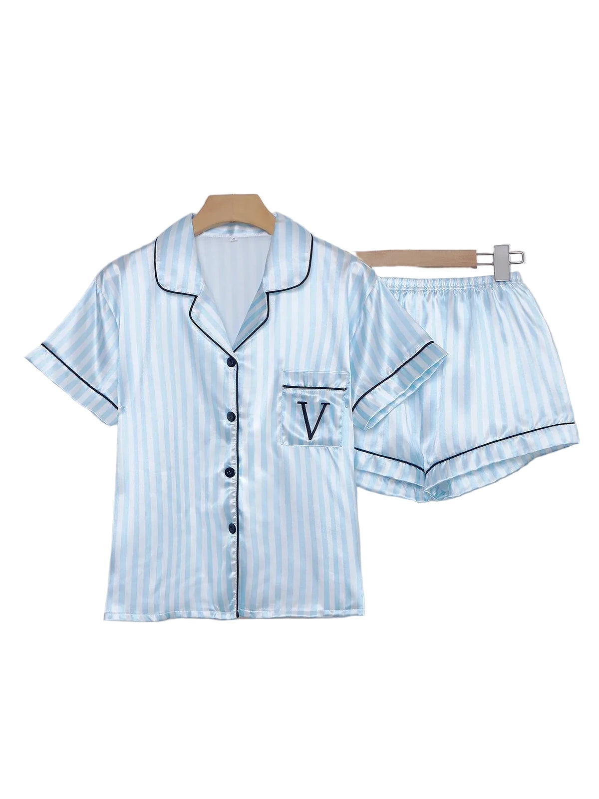 Striped Satin Pajama Set