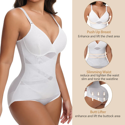 Women's V-Neck Shaping Bodysuit with Butt Lifter