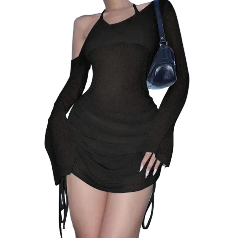 Sexy One-Shoulder Ruched Mini Dress