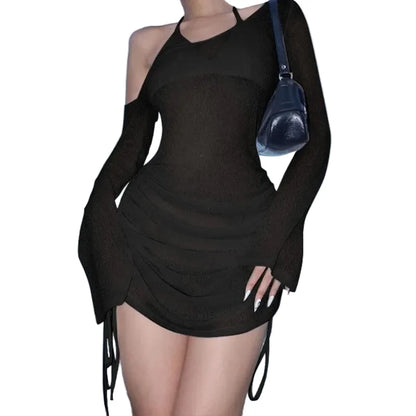 Sexy One-Shoulder Ruched Mini Dress