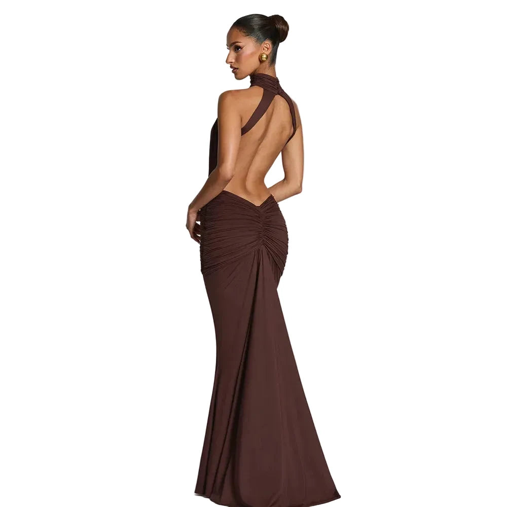 Elegant Backless Evening Fishtail Gown