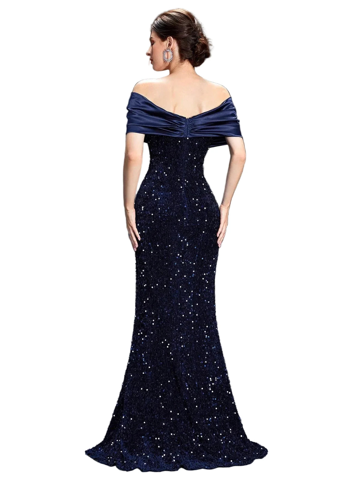 Off-Shoulder Sequin Velvet Mermaid Gown