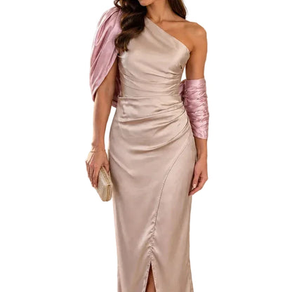 Elegant Draped Satin Evening Gown