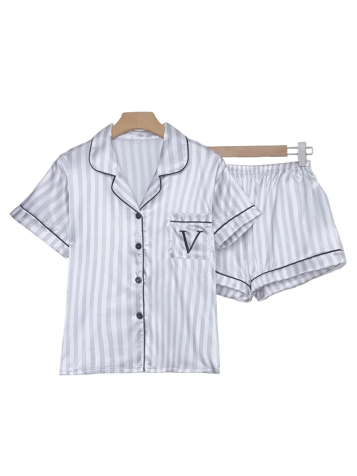 Striped Satin Pajama Set