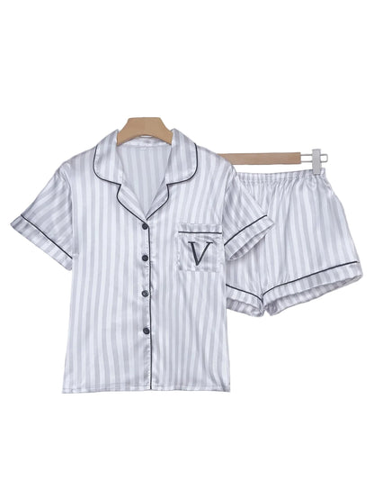 Striped Satin Pajama Set