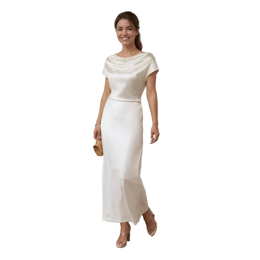 Elegant Satin Crop Top & Maxi Skirt Set