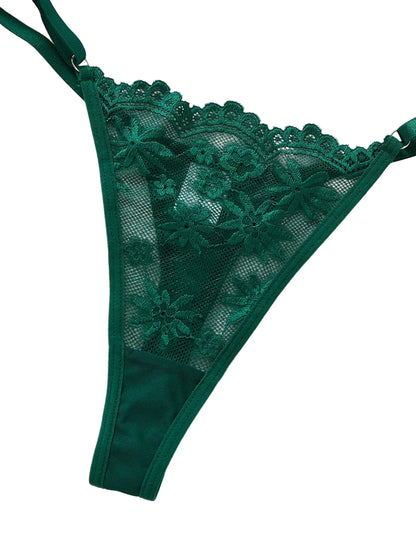 Green Floral Lace Babydoll Set