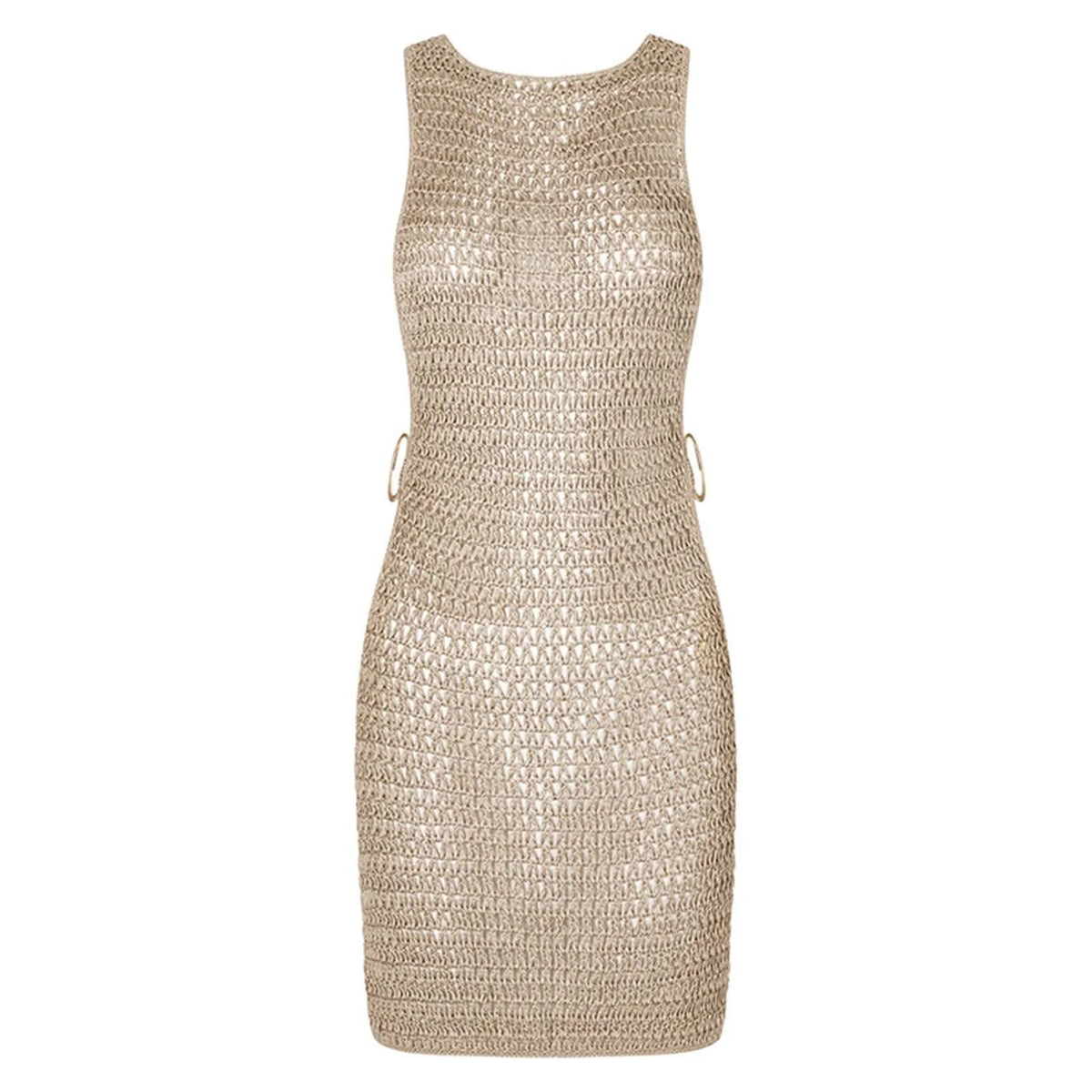 Crochet Cut-Out Backless Beach Cover-Up