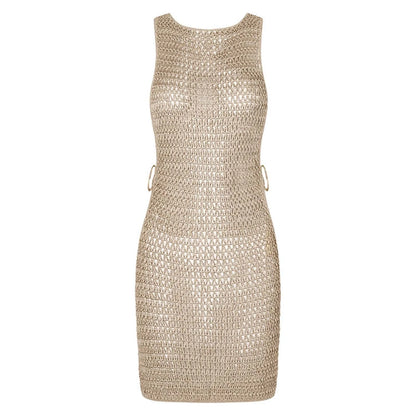 Crochet Cut-Out Backless Beach Cover-Up