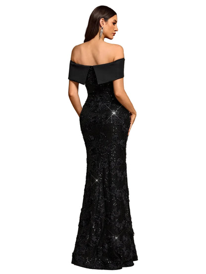 Shiny Off Shoulder Mermaid Evening Dress