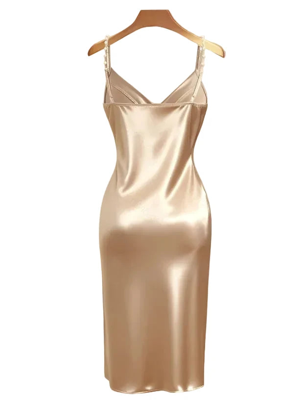 Elegant Spaghetti Strap Slit Dress