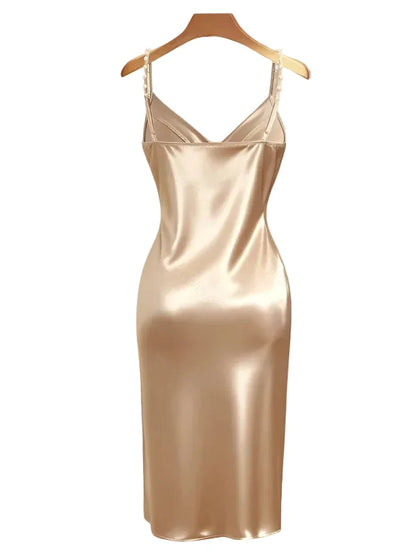 Elegant Spaghetti Strap Slit Dress