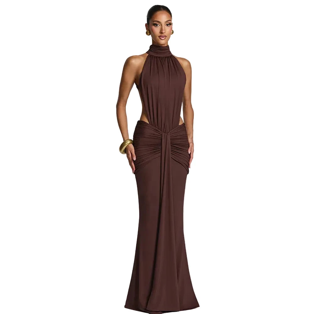 Elegant Backless Evening Fishtail Gown