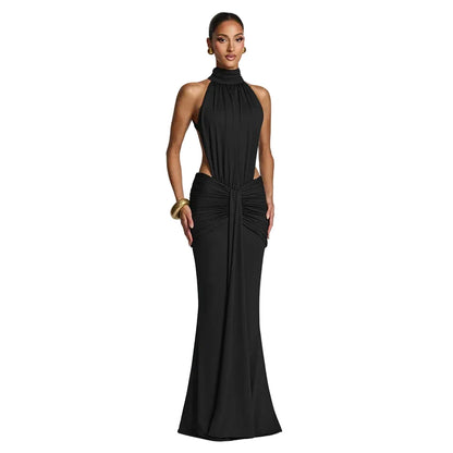 Elegant Backless Evening Fishtail Gown