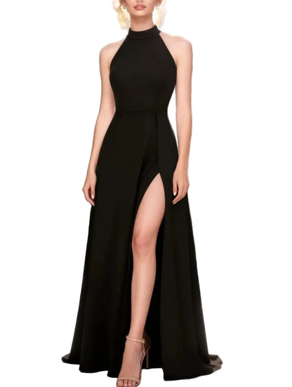 Women's Halter High-Split Evening Maxi Dress