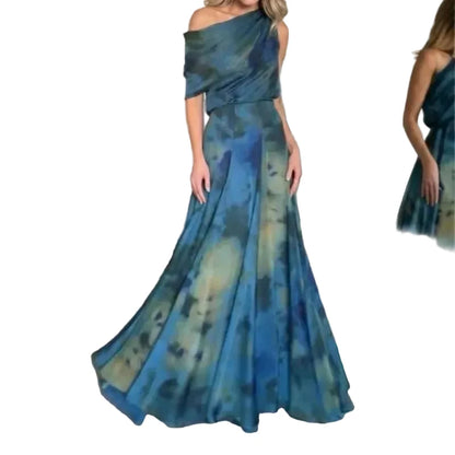 Blue Ombre Printed Maxi Dress