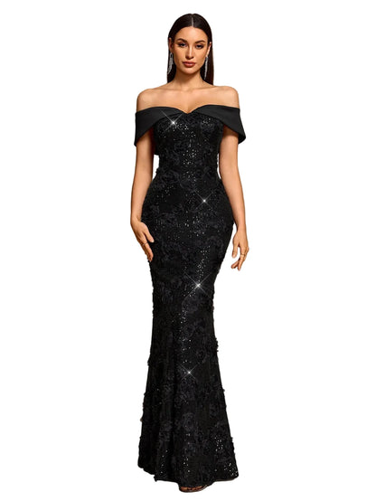 Shiny Off Shoulder Mermaid Evening Dress