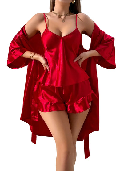 Women's 3-Piece Satin Pajama Set
