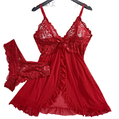 Sexy Lace Sleepwear Dress Set