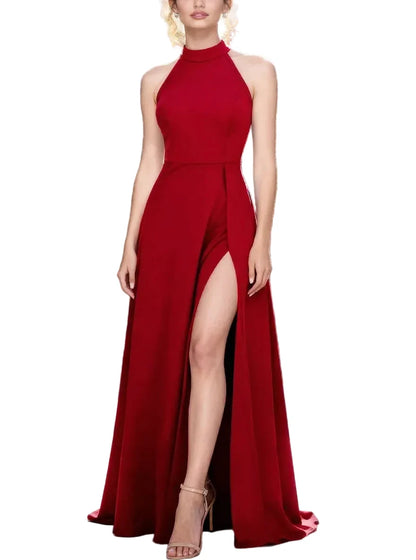 Women's Halter High-Split Evening Maxi Dress