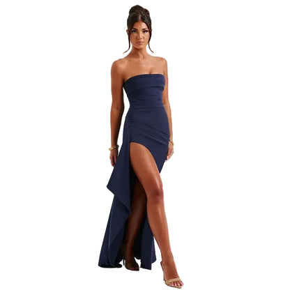 Strapless Fitted High-Slit Dress