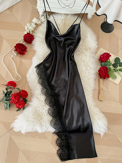 Comfortable Lace Patchwork Women's Sleep Dress