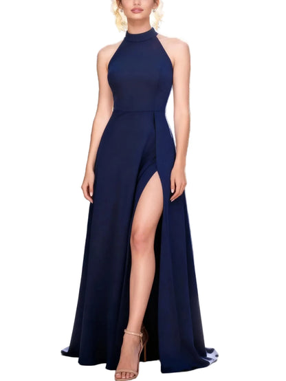 Women's Halter High-Split Evening Maxi Dress