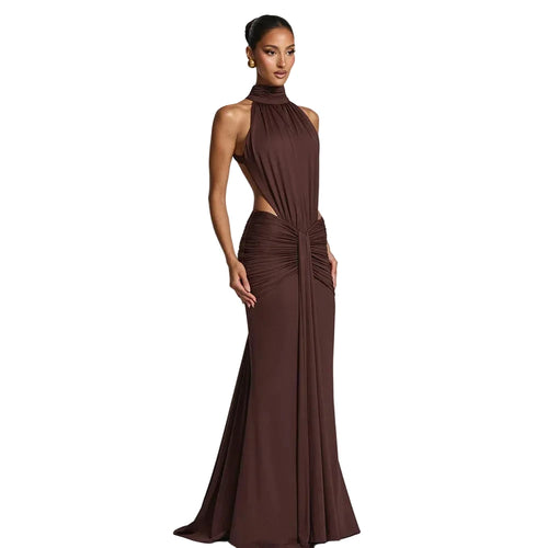 Elegant Backless Evening Fishtail Gown